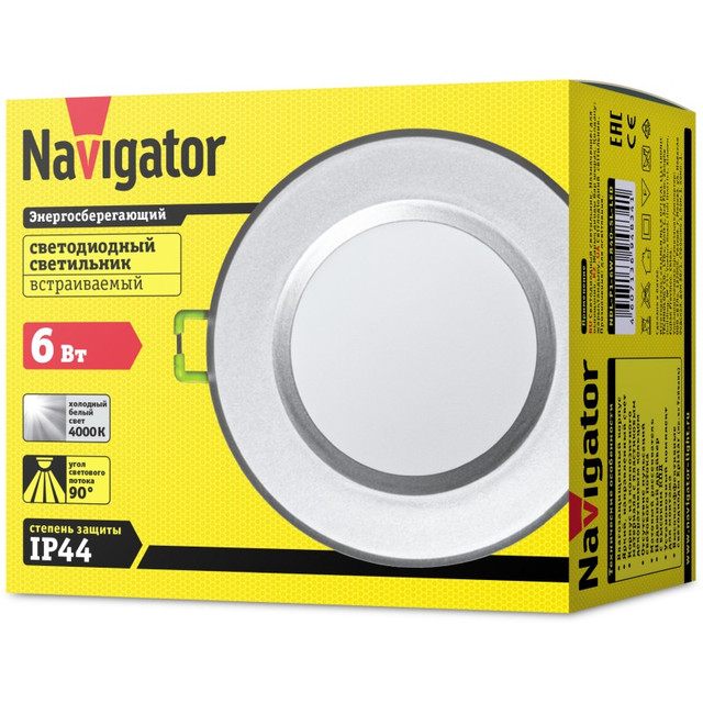 Светильник Navigator 94 834 NDL-P1-6W-840-SL-LED (аналог R63 60 Вт)(d100)