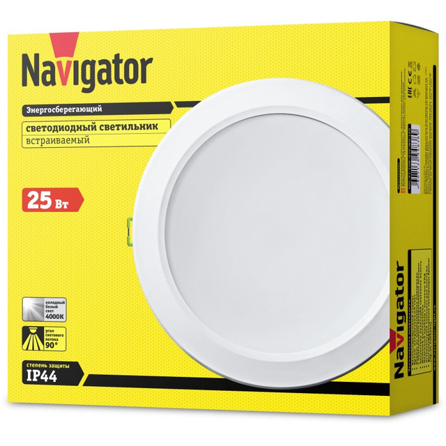 Светильник Navigator 94 838 NDL-P1-25W-840-WH-LED(аналог Downlight КЛЛ 2х26 d222