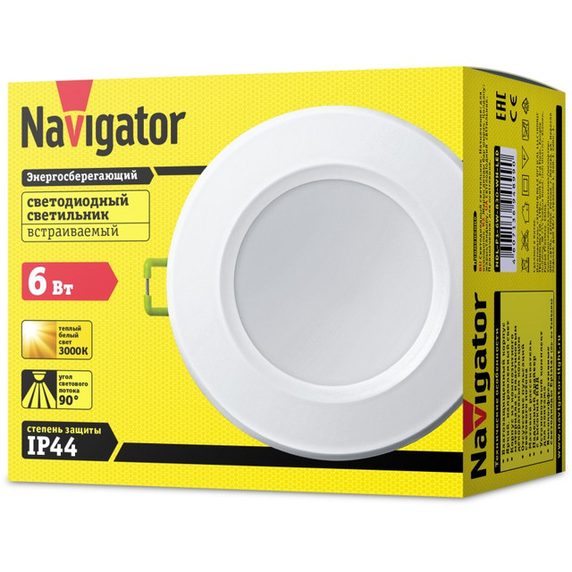 Светильник Navigator 94 899 NDL-P1-6W-830-WH-LED (аналог R63 60 Вт)(d100)